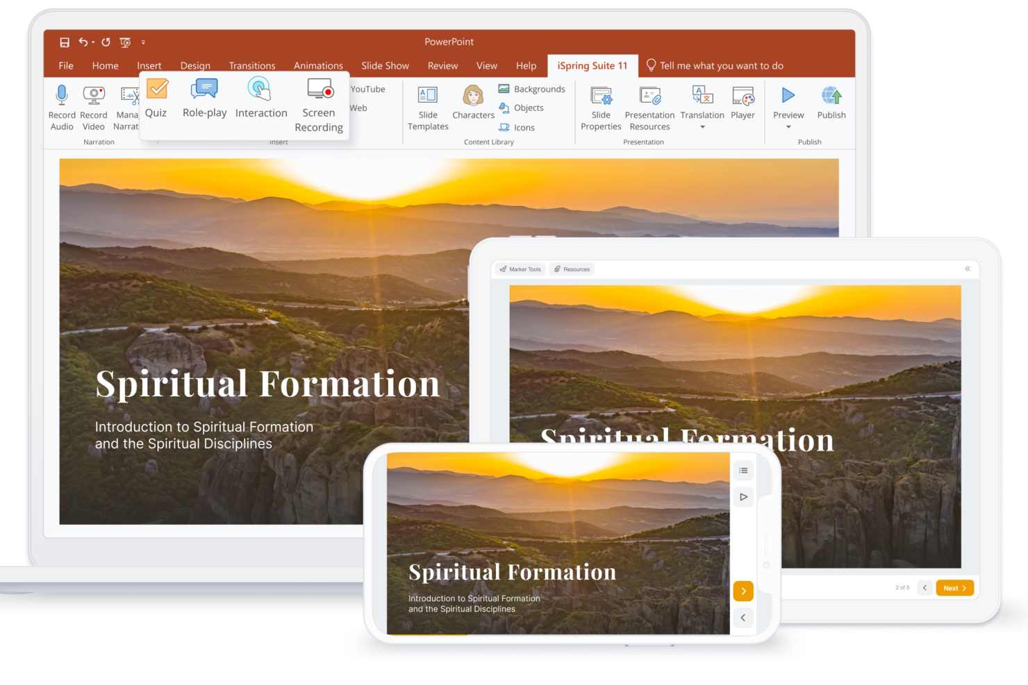 iSpring Suite screenshot - Beste presentatiesoftware voor kerken van 2026 (door predikanten getoetst)