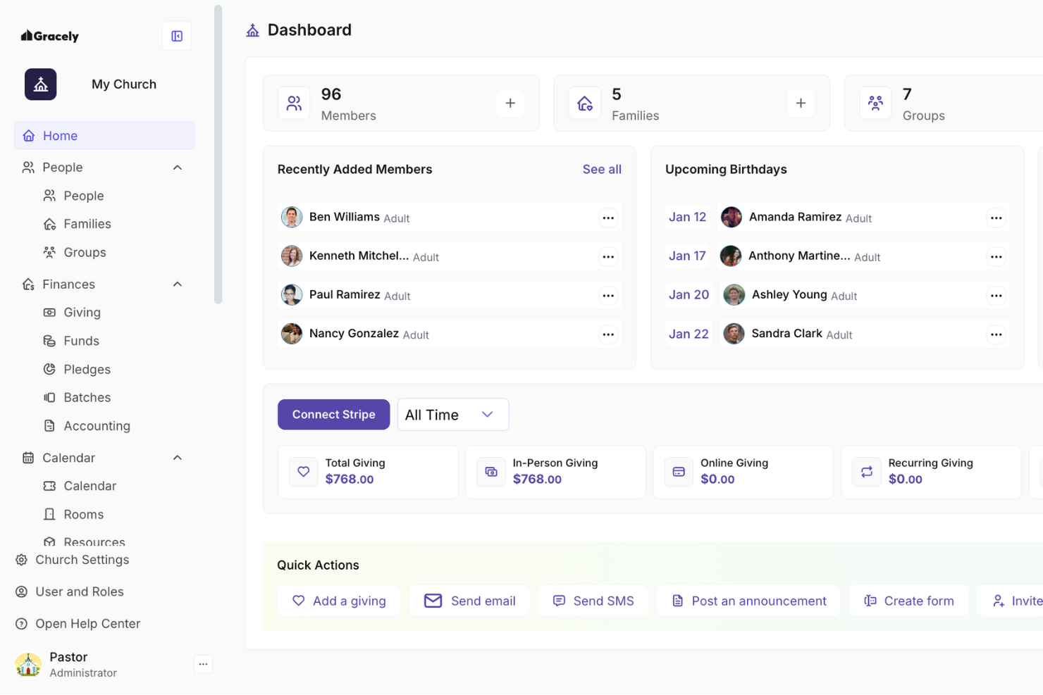 Gracely screenshot - 2026’s Top Church Management Software Tools (Compared and Ranked)