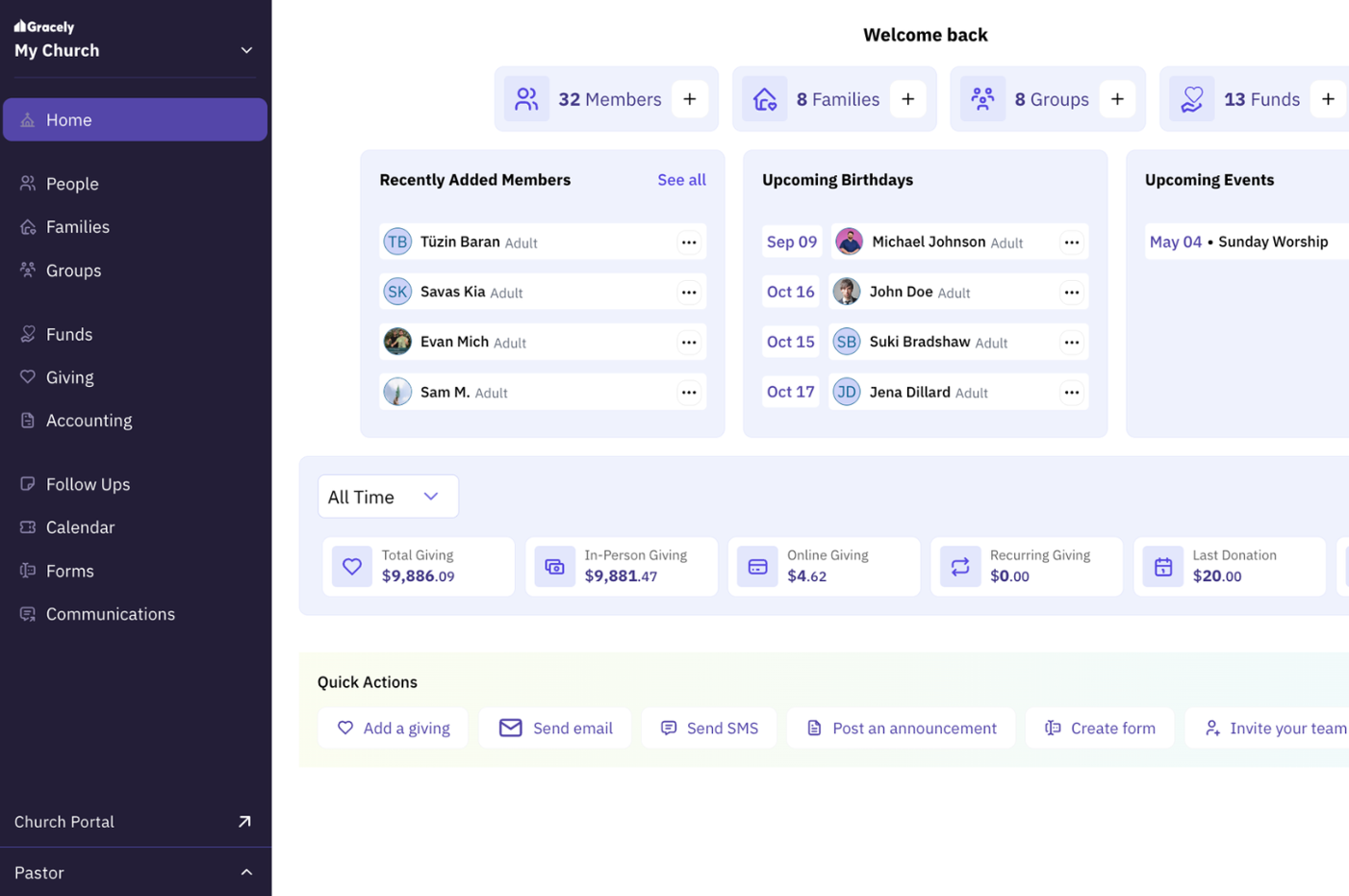Gracely screenshot - 13 Best Planning Center Alternatives Reviewed in 2026