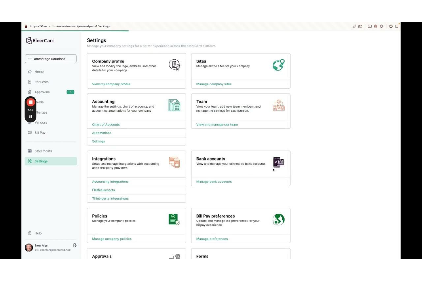 KleerCard screenshot - 13 Church Expense Management Software for 2026