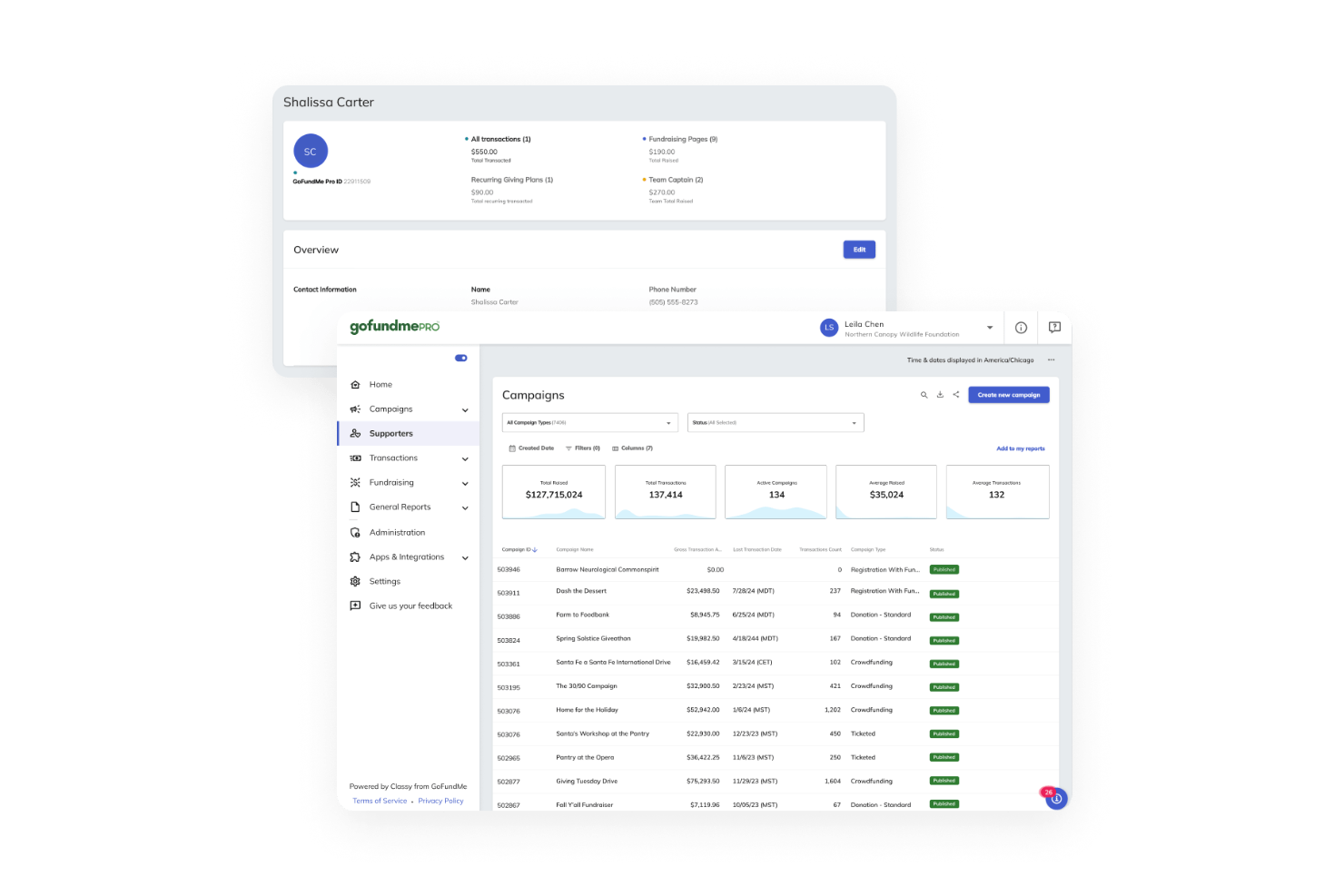 GoFundMe Pro screenshot - 14 Giving Platforms for 2026