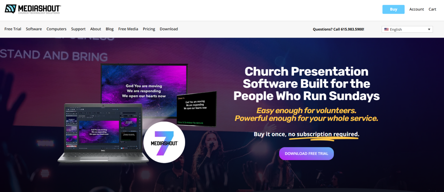 Free church presentation software for lyrics, media, and live services.