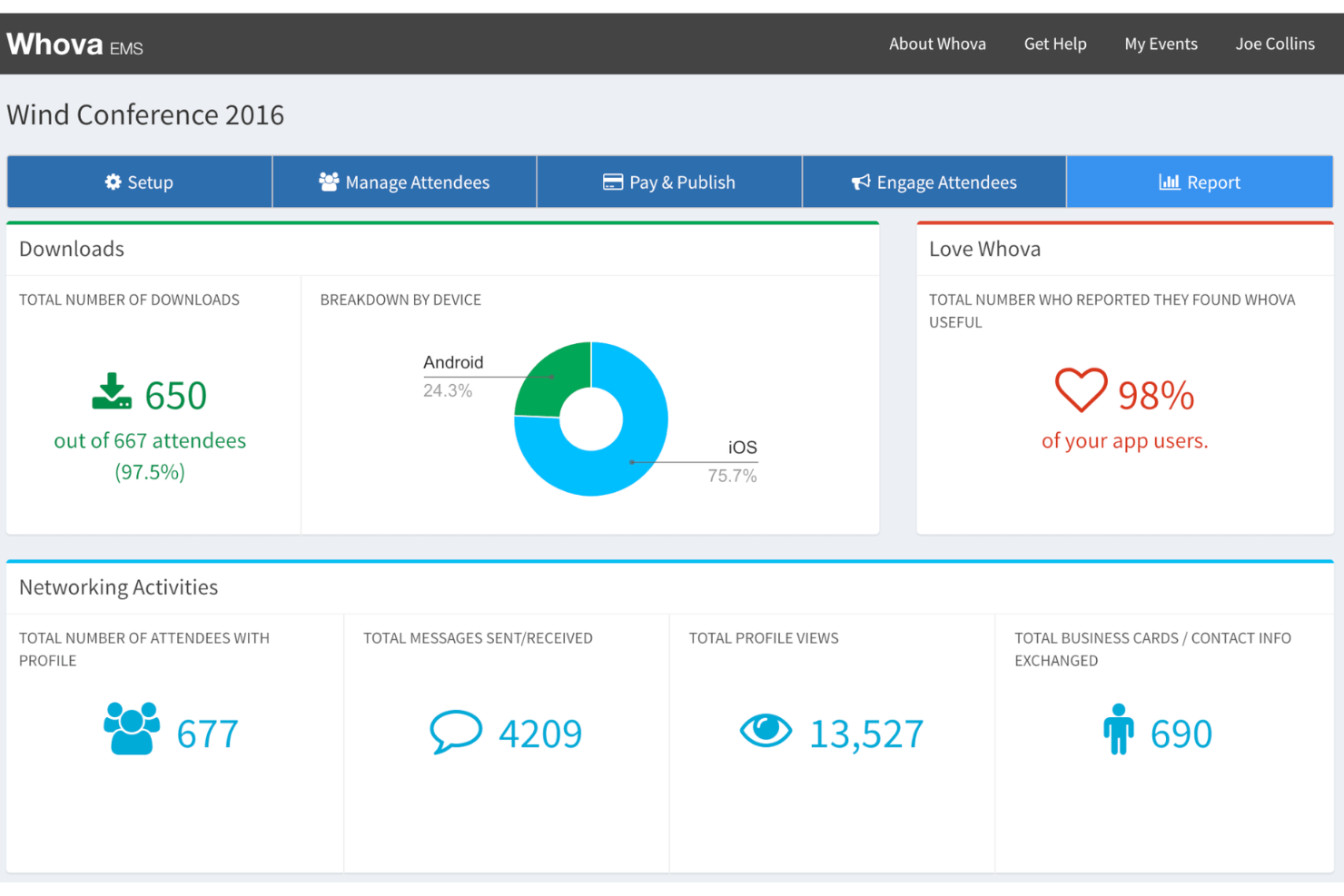 Whova manages church events, registration, and attendee engagement.