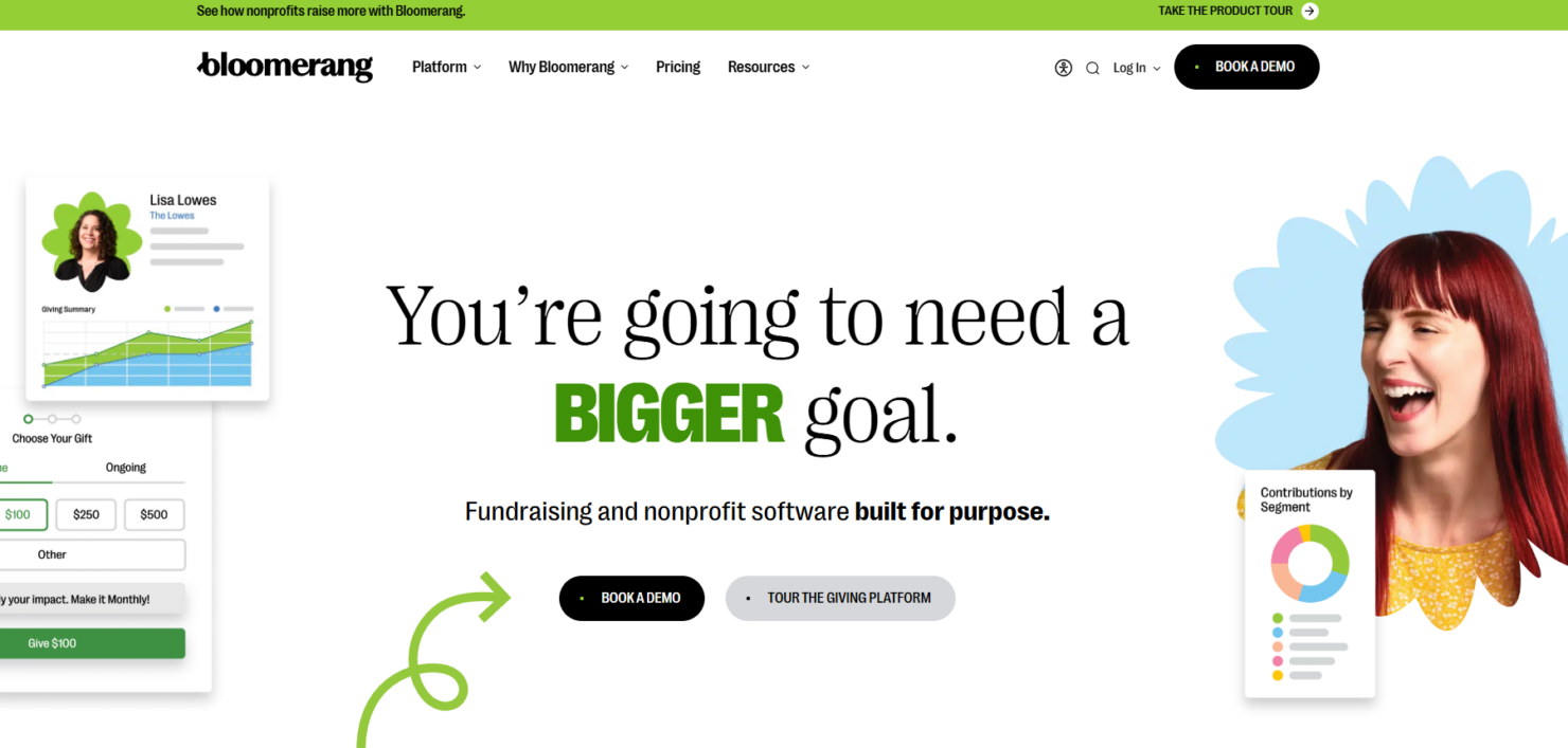 Bloomerang streamlines donor tracking, engagement, and fundraising insights.
