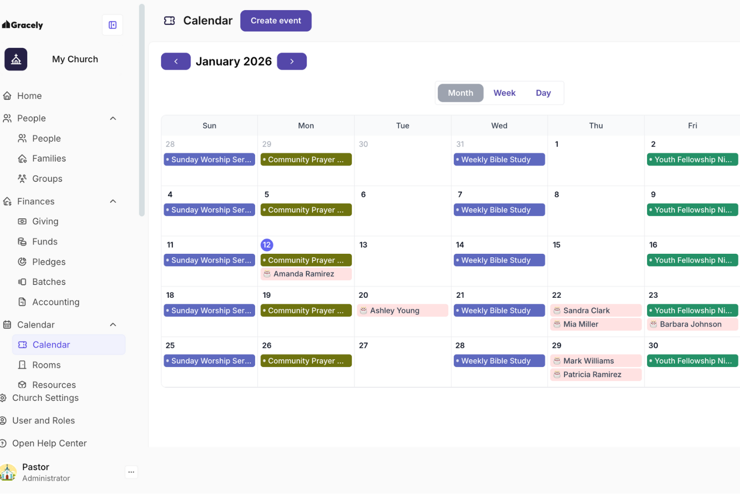 Gracely screenshot - 2026’s Top Church Management Software Tools (Compared and Ranked)