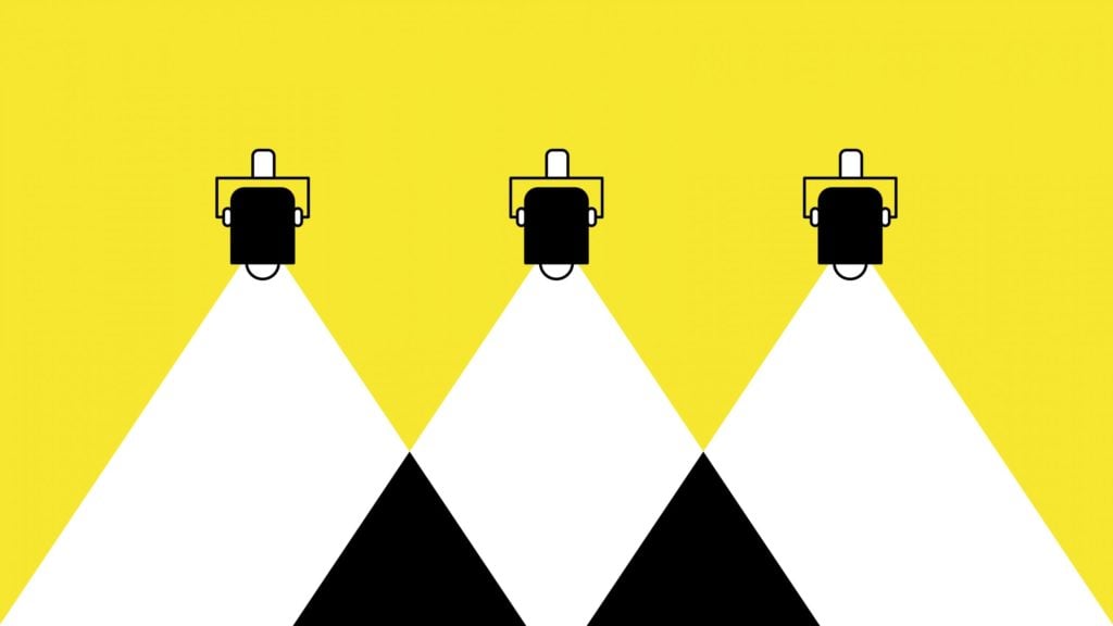 stage lights on a yellow background for church technology resources