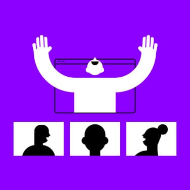 illustration of a worship leader with arms raised in front of the worship team