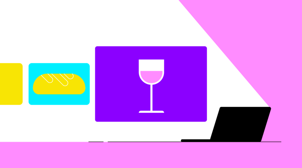 illustration of a laptop projecting the sacraments for church presentation
