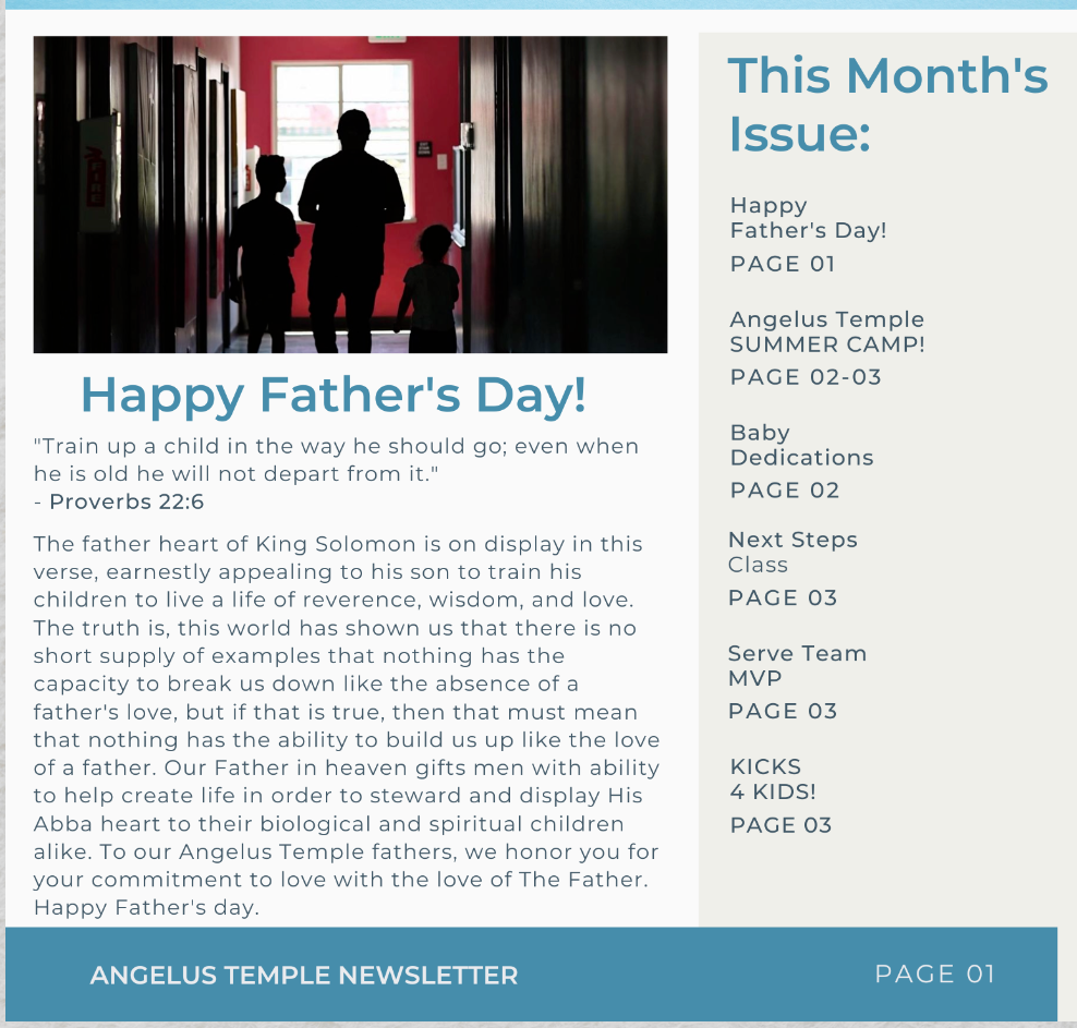 screenshot of angelus temple church bulletin