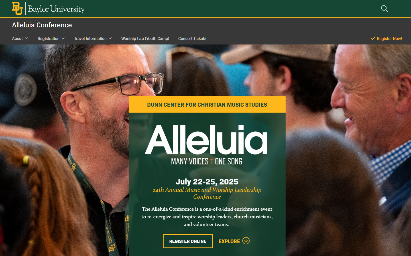 a landing page screenshot of Alleluia Conference 2025