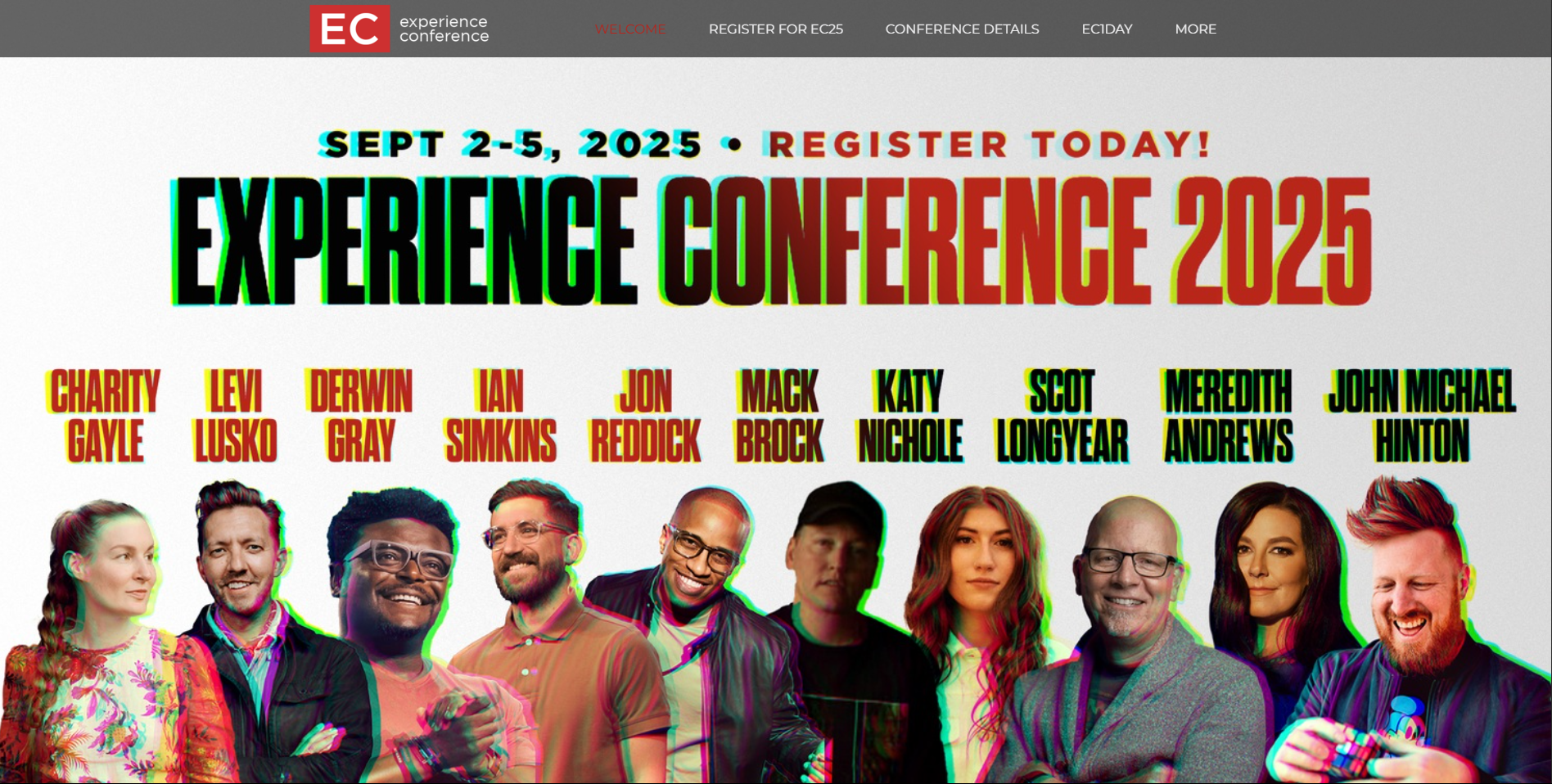 a screenshot of Experience Conference landing page