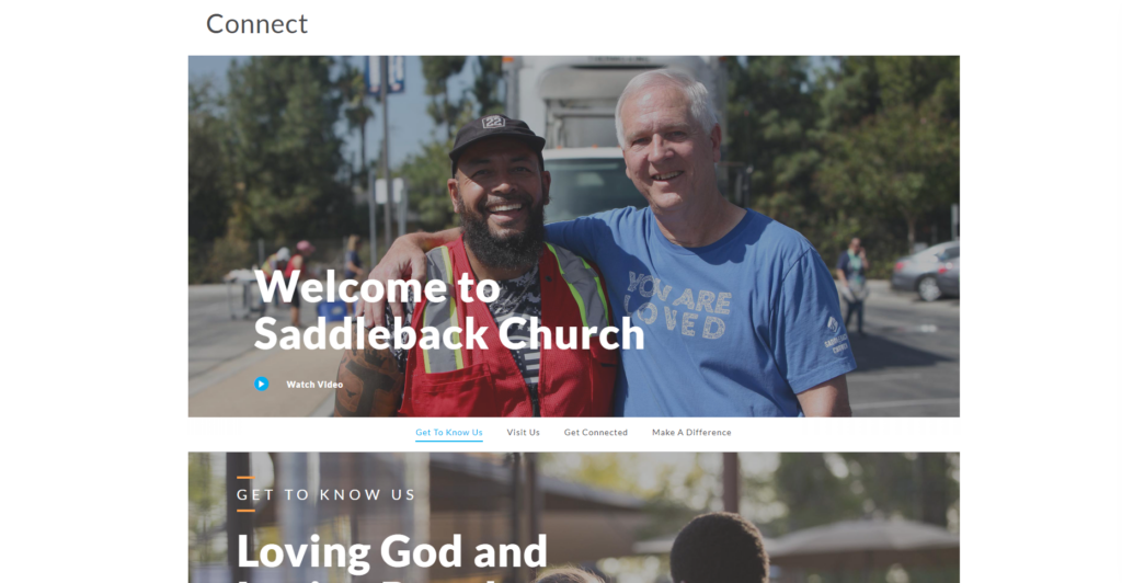 saddleback church connection card screenshot