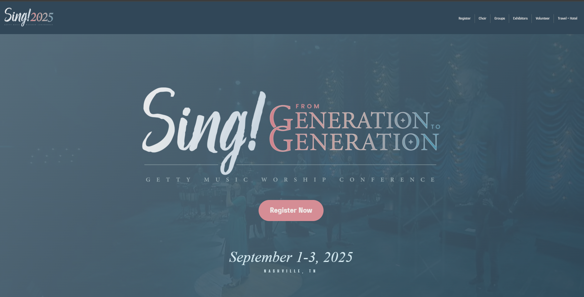 a landing page screenshot of Getty Music Worship Conference