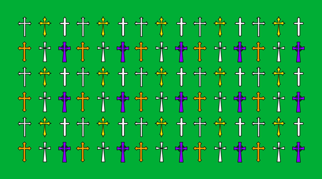 grid with crosses for examples of church logos