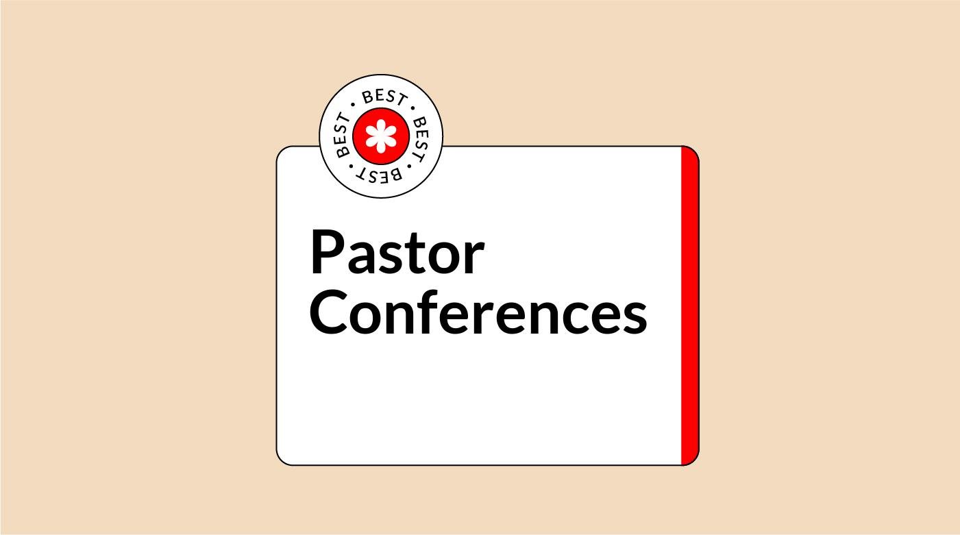 pastor conferences text on peach background