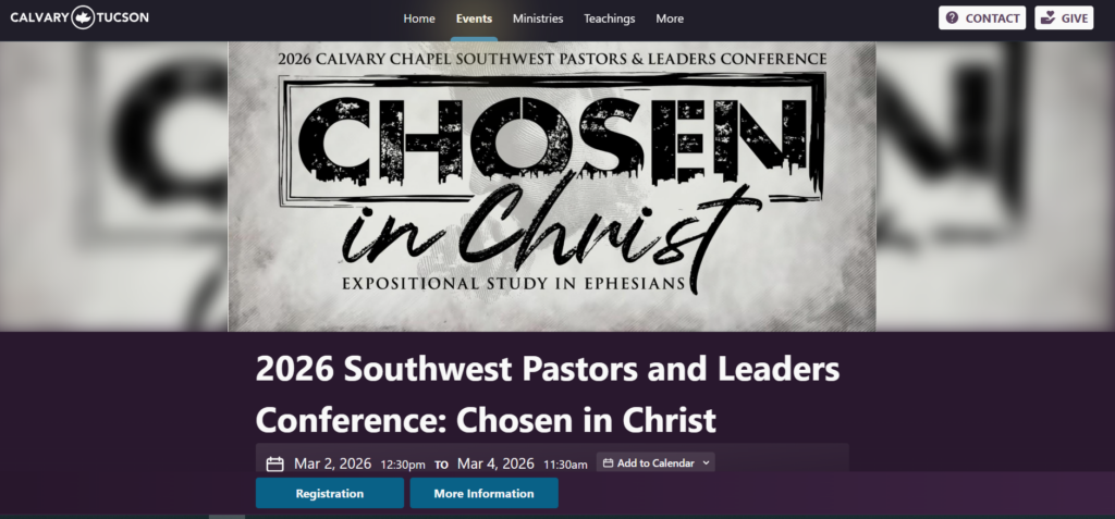 2026 Southwest Pastors and Leaders Conference Chosen in Christ event banner