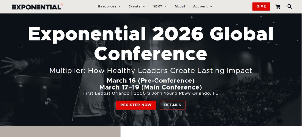 The landing page of the Exponential 2026 Global Conference