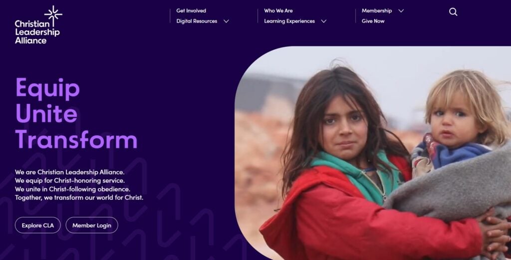 Screenshot della pagina web di Christian Leadership Alliance