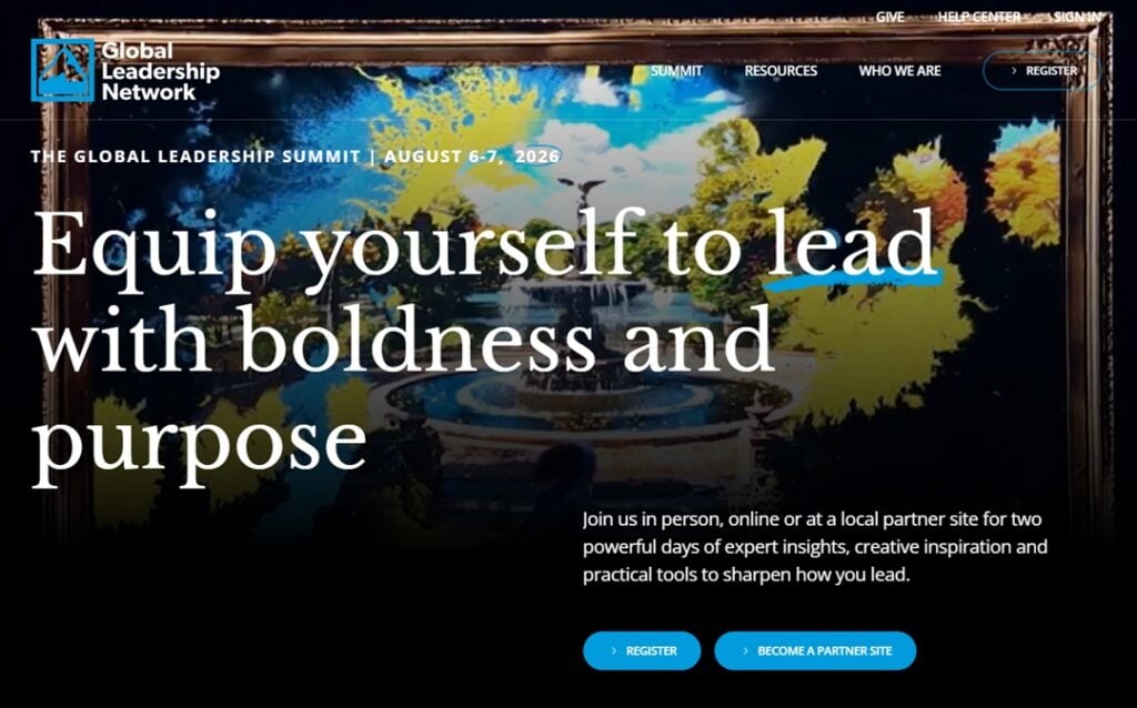 Screenshot della pagina web della Global Leadership Network