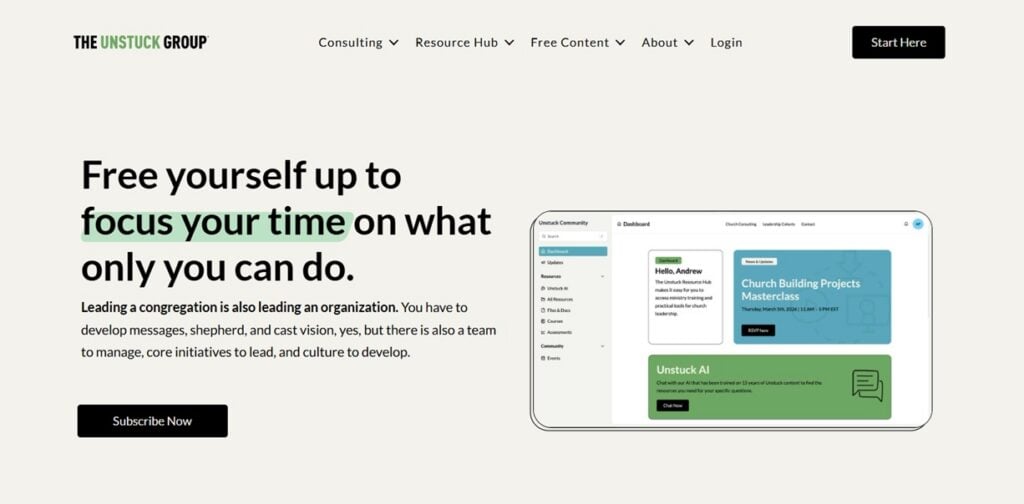 Screenshot della pagina di iscrizione alla comunità The Unstuck Group