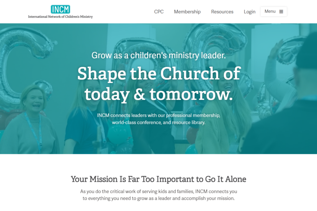 INCM page focused on leadership growth and support for children’s ministry