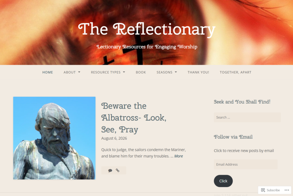 The-Reflectionary-Seite mit Betrachtungen zur Leseordnung und Materialien für Gottesdienste