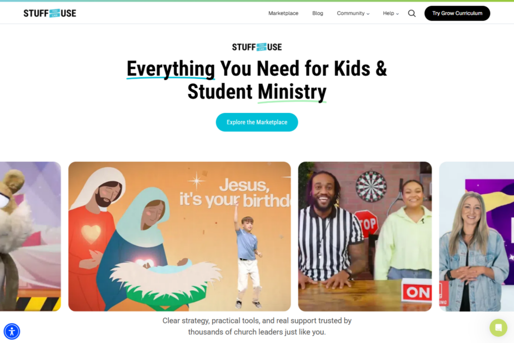 Stuff You Can Use homepage featuring kids and student ministry content