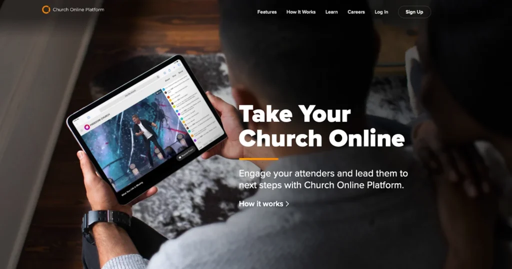 Kuvakaappaus Church Online Platform -alustasta