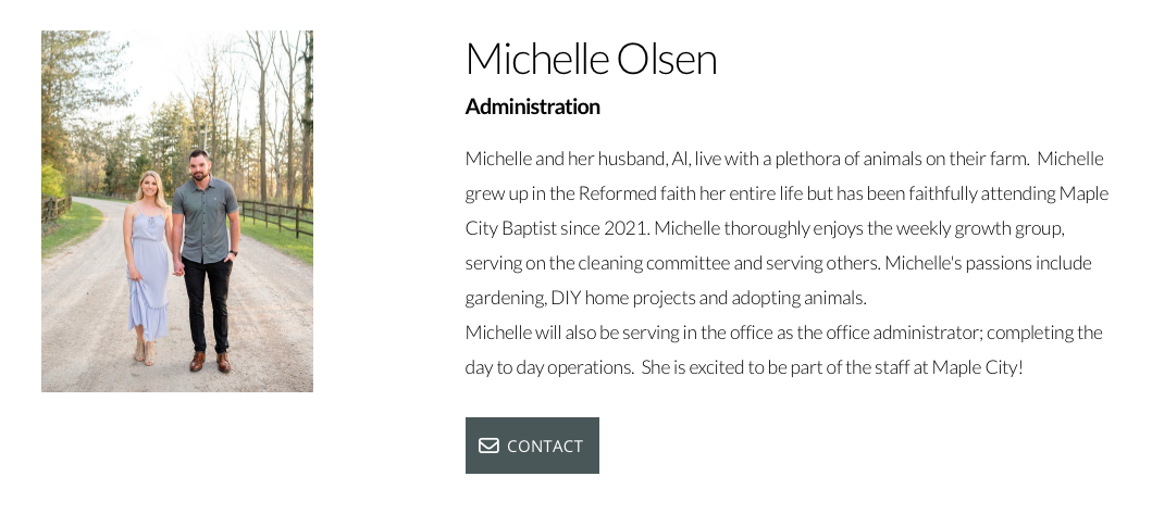 Michelle Olson bio screenshot