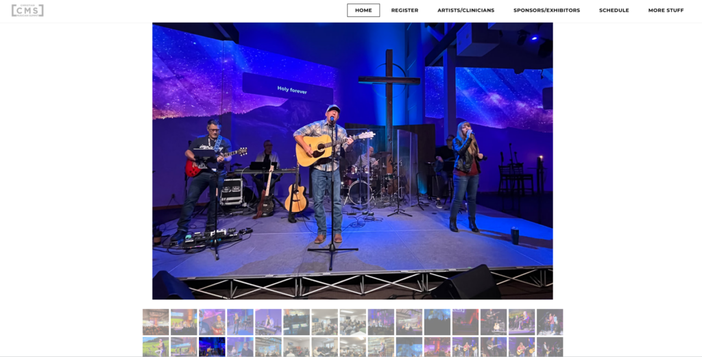 Christian Musician Summit worship band performing on stage.