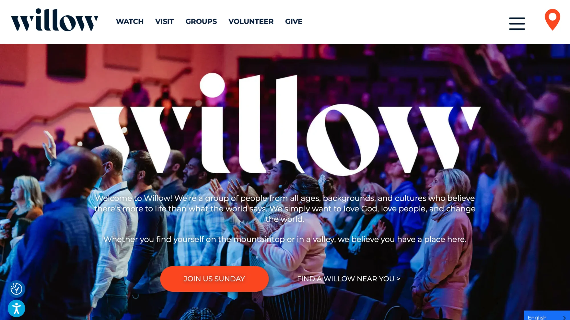 Willow Creek Community Churchin verkkosivuston kuva