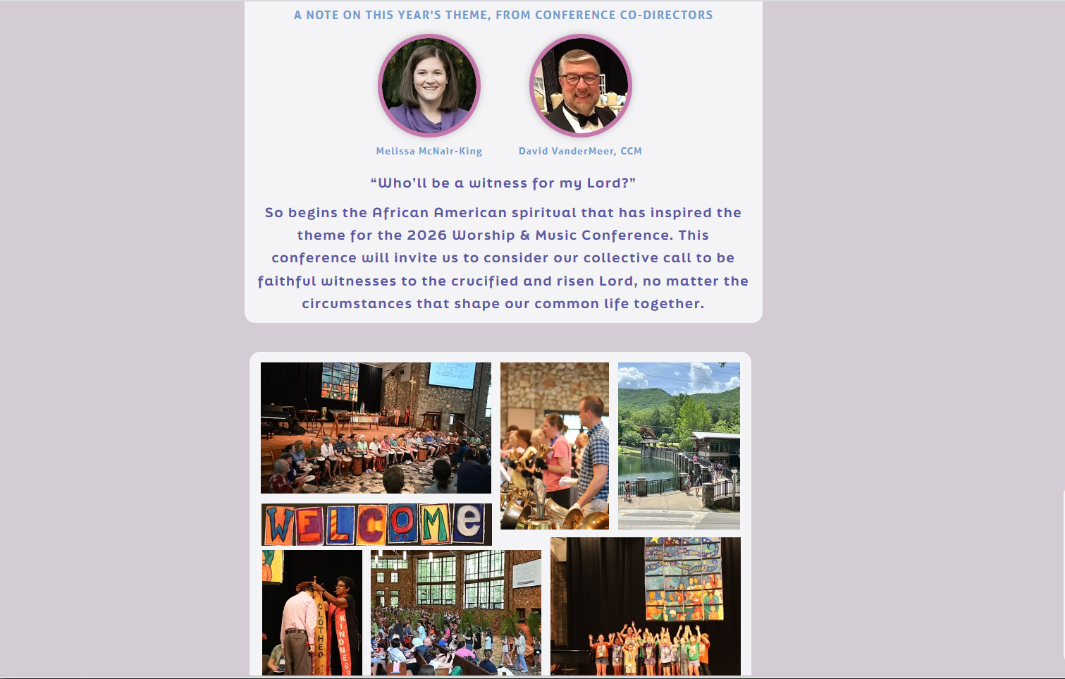 Presbyterian Association of Musicians Conference photo collage of sessions and attendees.