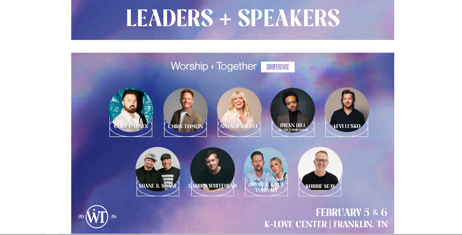Worship Together Conference 2026 speakers lineup.