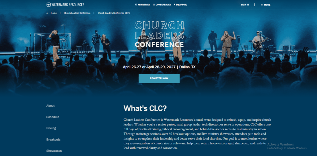 Church Leaders Conference 2027 website screenshot