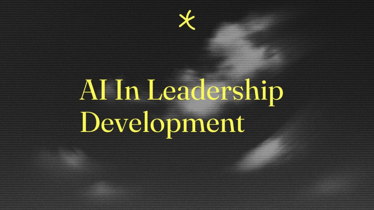 Ai in leadership development text on dark background