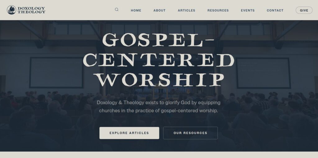 The webpage screenshot of Doxology &amp; Theology