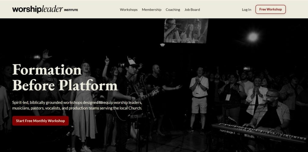 The Worship Leader landing page screenshot