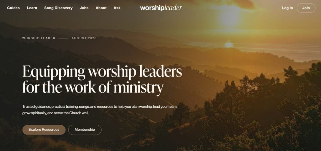 The Worship Leader Magazine webpage screenshot