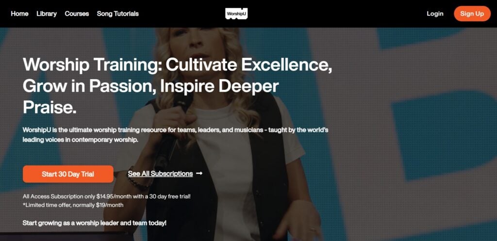 The WorshipU homepage screenshot