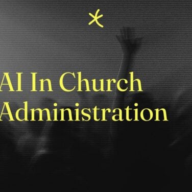 Ai in church administration text on dark background