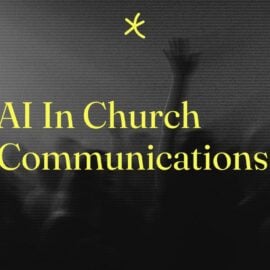 Ai in church communications text on dark background