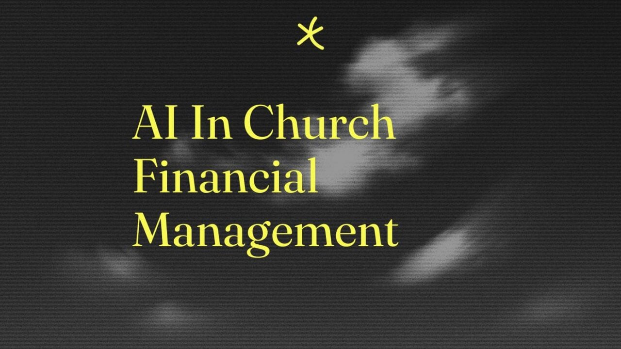 Ai in church financial management text on dark background