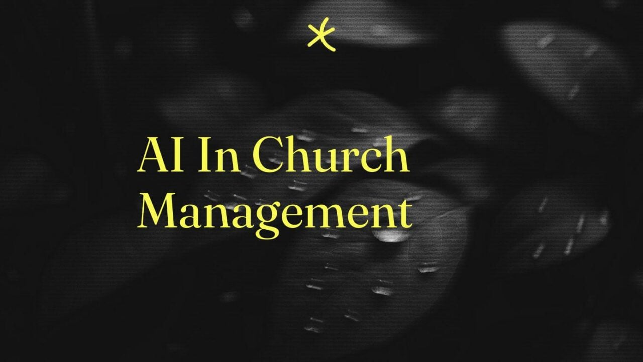 Ai in church management text on dark background