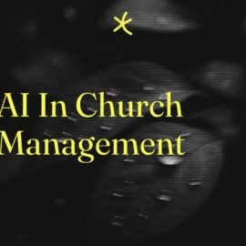 Ai in church management text on dark background