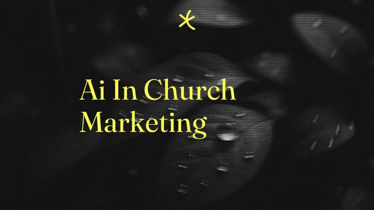 Ai in church marketing text on black background