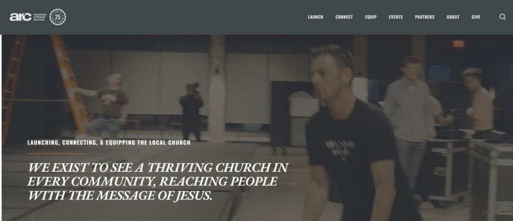 The Association of Related Churches (ARC) webpage screenshot