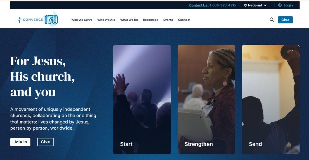 The "Join" landing page of the Converge church network