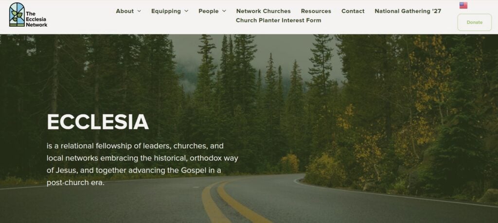 The Ecclesia Network webpage screenshot