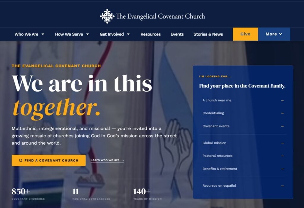 The community landing page of Evengelical Covenant Church screenshot