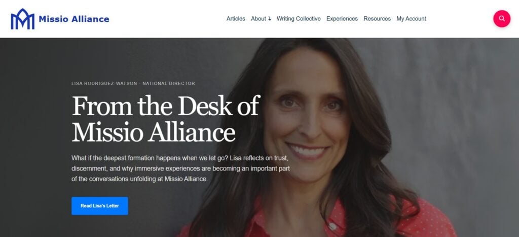 The Missio Alliance homepage screenshot